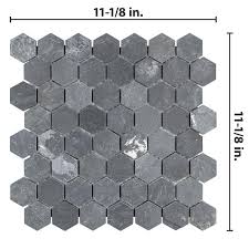 Merola Tile Crag Hex Black 11 1 8 In X