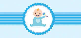 blue baby boy card design vector