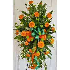 Need sympathy plants delivered today? Orange And Green Spray Tallahassee Florist Flowers Tallahassee Fl 32308 32303