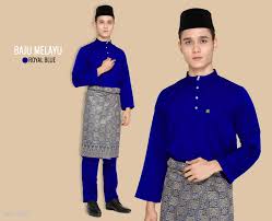 Kain lipat batik depan/selisih batik yang tidak menampakkan kain (patut syariah). Baju Melayu Royal Blue Gedung Abaya