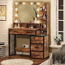 vanity table with led lighted mirror