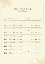 vine bike size chart in pdf