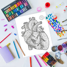 Zentangle coloring page heart pattern coloring sheet for. Detailed Zentangle Human Heart Coloring Page