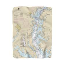 Chesapeake Bay Nautical Chart Sherpa Fleece Blanket Chart Mugs