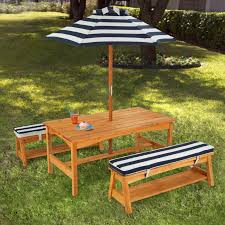 Outdoor Table Bench Set With Cushions