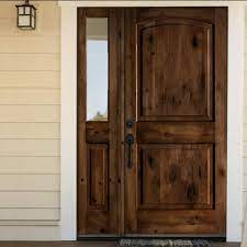 Krosswood Doors 56 In X 80 In Knotty Alder Right Hand Inswing Clear Glass Provincial Stain Wood Prehung Front Door With Sidelite
