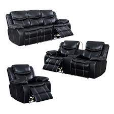 reclining sofa set in black