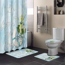 4 pieces shower curtain sets with rugs