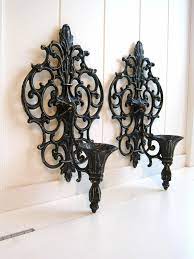 Pair Of Black Ornate Wall Sconces