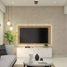 Tv Unit Design With Beige Accent Wall