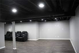 our painted basement ceiling black