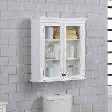 Dorset Wall Mounted Bath Storage Cabinet With Glass Cabinet Doors