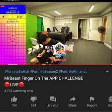 Dear the four remaining contestants with your finger still on the app, i'm ending it here. Mrbeast On Twitter This Guy Has 4 000 People Watching Him Keep His Finger On The App Lol Only 1 500 Players Remain Let S See Who Wins Https T Co M4scobi1yb