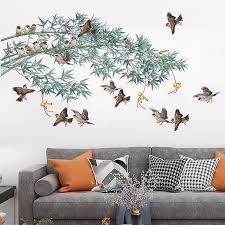 A Set Of Bamboo Birds Wall Stickers