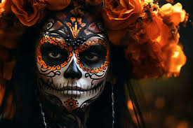 a mexican woman with sugar skull makeup