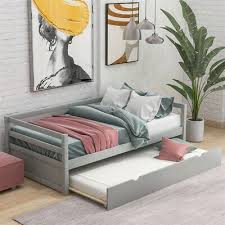 Twin Size Trundle Daybed Wood Bed Frame
