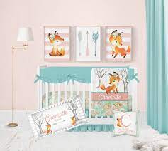 Fox Crib Bedding Set Girl Woodland