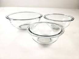 Pyrex Set Of 3 Clear Glass Mixing Bowls