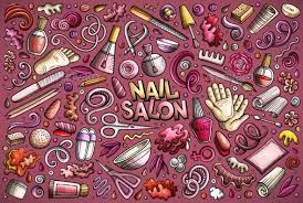 vector cartoon set of nail salon theme