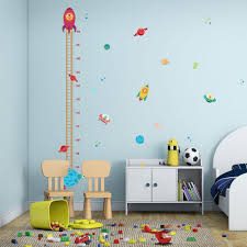 Space Airship Baby Growth Chart Wall Stickers Rocket Star Measurement Decal For Boys Room Nursery Height Stadiometer Decor Mural