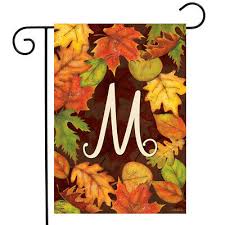 Fall Leaves Monogram Letter M Garden