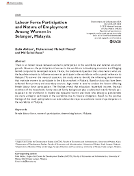 Trends in female labour force participation and fertility one of the most striking phenomena of recent times has been the extent to which women have increased. Pdf Labour Force Participation And Nature Of Employment Among Women In Selangor Malaysia Md Sohel Rana And Rulia Akhtar Academia Edu