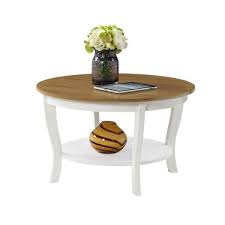 Round Wood Coffee Table With Shelf R6