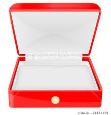 red jewelry box with white linen open