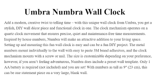 Umbra Numbra Wall Clock Lazada Ph