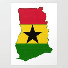 The origin of the asafo flag is european but its style remains purely ghanaian. Ghana Map With Ghanian Flag Art Print By Havocgirl Society6