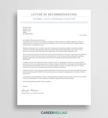 recommendation letter exles career