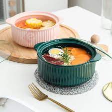 Nordic Ceramic Soup Bowls With Glass