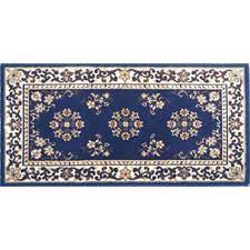 blue oriental virgin wool hearth rug