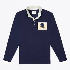 rose embroidered rugby shirt