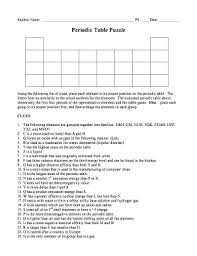 periodic table puzzle worksheet fill