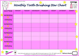 Monthly Tooth Brushing Star Chart For Girls Star Chart