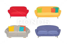 Sofa Colored Vector Set Comfortable