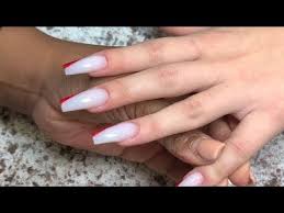 If your clients like shades that are hard to define, you should choose subtle milky gel polish milky white. Red Milky White Side Tip Acrylic Nails Youtube