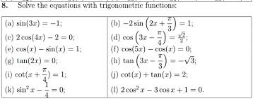 Equations With Trigonometric Functions