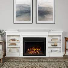 emerson real flame white electric fireplace