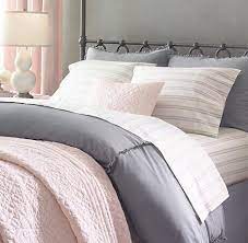 White Grey And Pale Pink Bedding