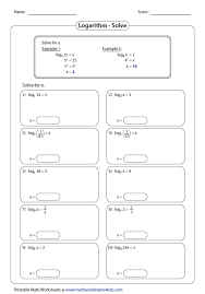 logarithmic equations worksheet with