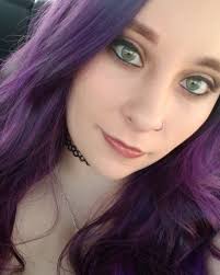 purple hair green eyes hair style