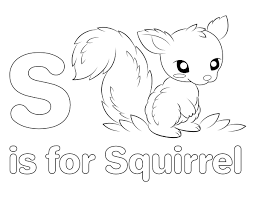 printable s is for squirrel coloring page