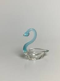 Vintage Murano Glass Blue Swan Trinket