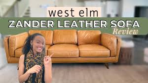 west elm zander leather sofa 2 months