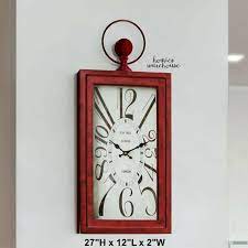 Oversized Large Wall Clock Rustic Red