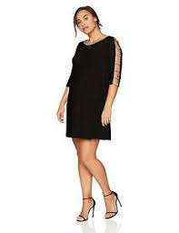 Details About Msk Womens Plus Size Cocktail Dress With Rhinestone Neck And Sleeve Trim