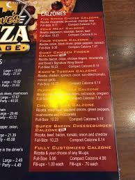 menu of daves pizza garage