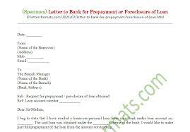 bank for prepayment or foreclosure of loan